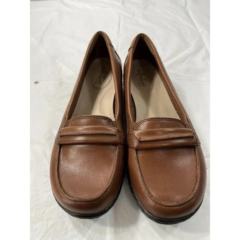 Clark Collection Women's Ashland Lily Dark Tan Leather Loafers Size 8.5 $120